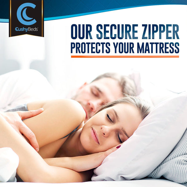 Smooth Top Mattress Encasement Protector Cover Patented 360 Zipper Enclosure, Breathable 100% Waterproof Noiseless 6-Sided Protection
