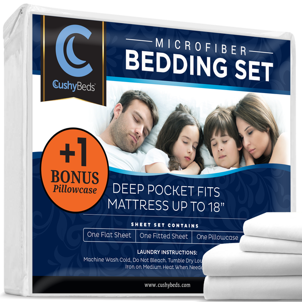Premium Bed Sheet Set by CushyBeds - Brushed Microfiber 1800 Bedding - Hypoallergenic, Wrinkle, Fade, Stain Resistant - 6 Pieces Includes 2 BONUS Pillow Case