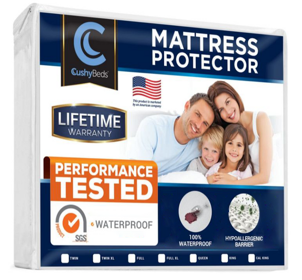Premium Mattress Protector Cover by CushyBeds - Lab Tested 100% Waterproof, Hypoallergenic, Breathable Cool Flow, Noiseless, No Crinkling, Vinyl Free